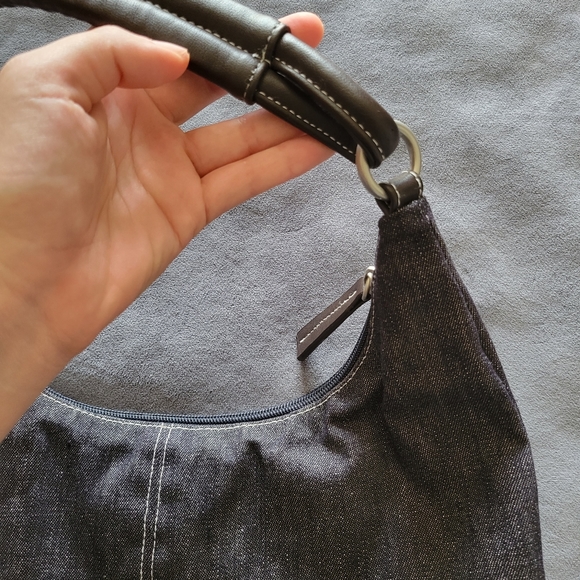 old navy y2k 2000s curved denim double strap mini shoulder hand hobo bag - Picture 4 of 5